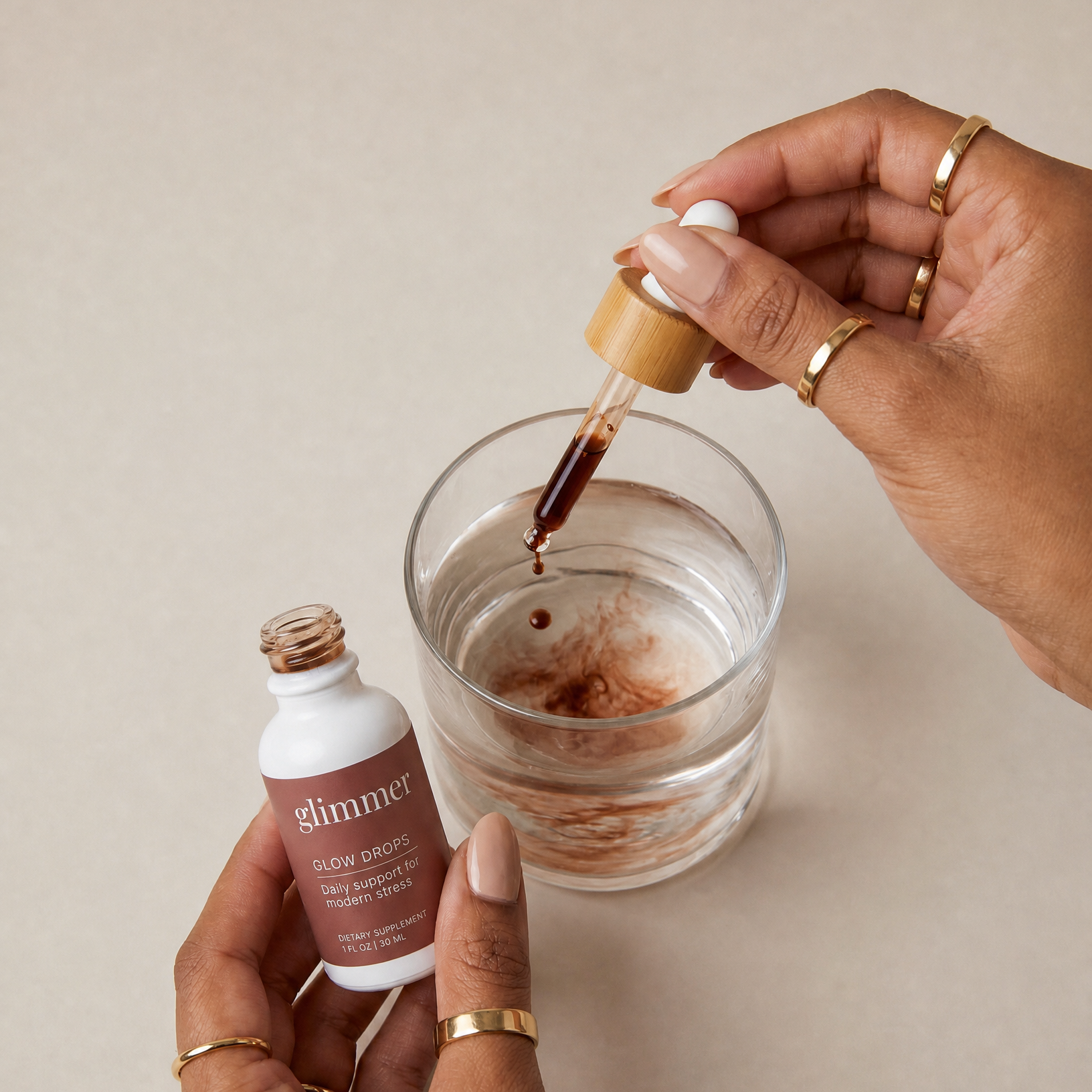 Adding Glow Drops into a cup of water